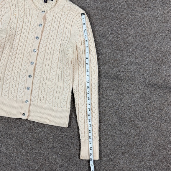 Brooks Brothers Cream Wool Blend Cableknit Cardigan Button Up Sweater Women’s M - Picture 10 of 15